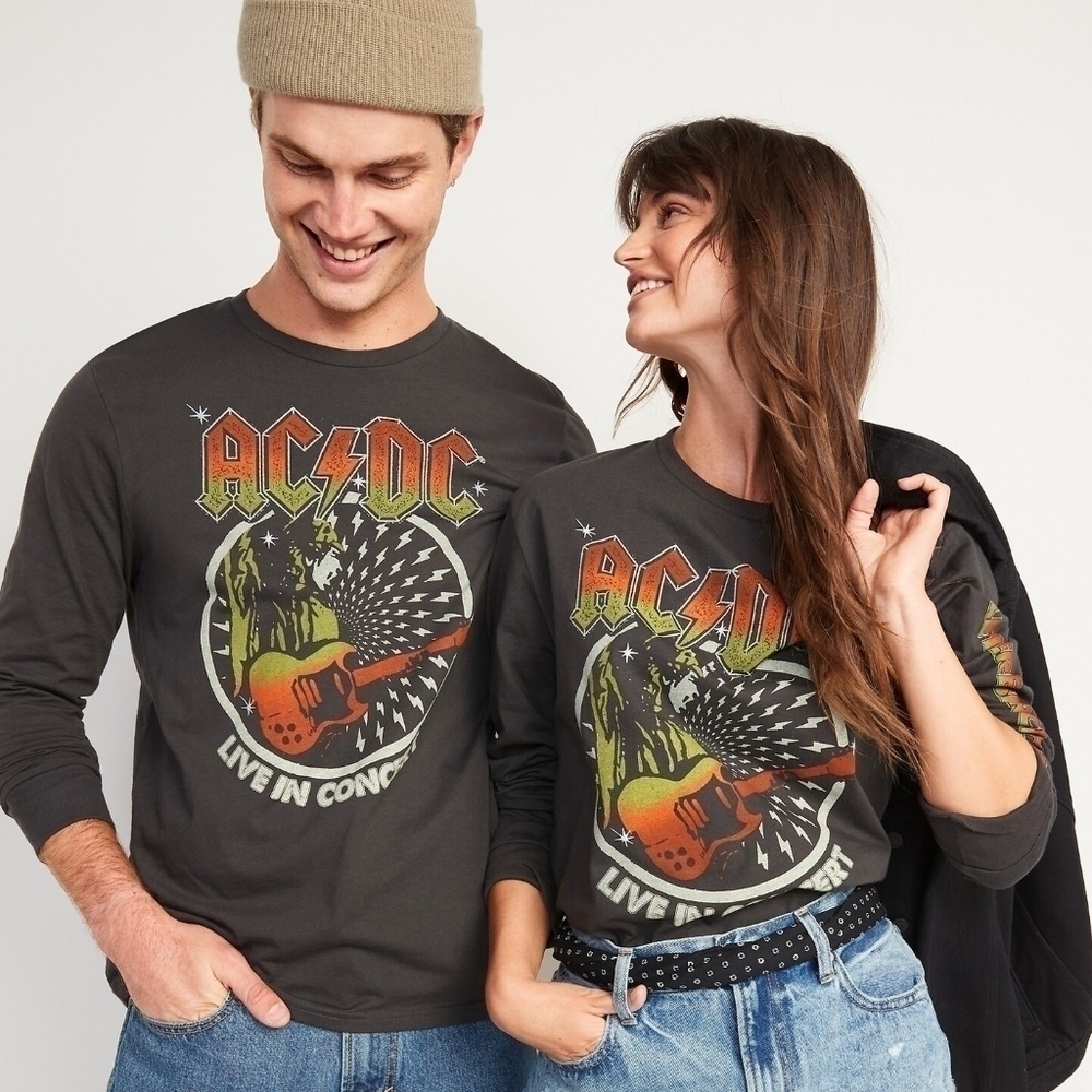 OLD NAVY AC/DC Gender Neutral Graphic Long Sleeve Pullover TShirt